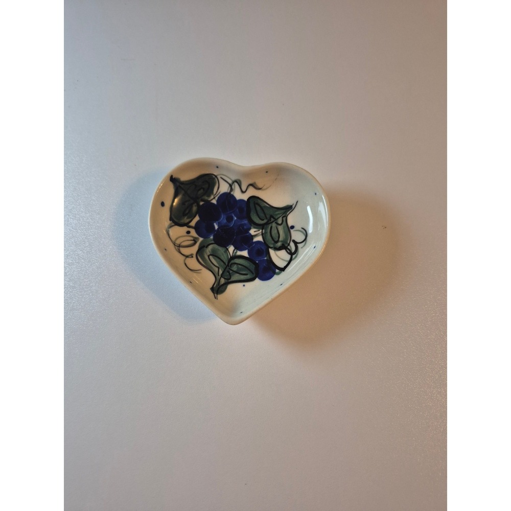 ANDY Polish Pottery Heart Trinket  Dish Berry Unikat Hand Painted Made in Poland